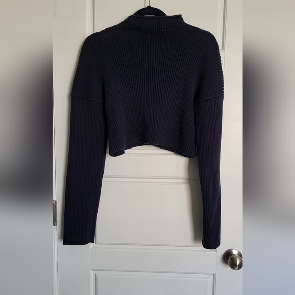 Zara Dark Blue Ribbed Knit Top - Picture 4 of 4